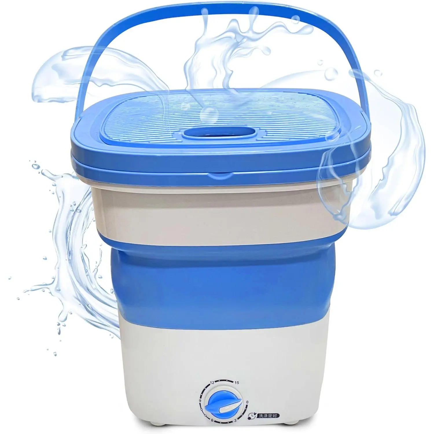 15L Compact Foldable Mini Portable Washing Machine - 11.64" x 11.64" x 6.4", User-Friendly, Space-Saving, Gentle Wash, Quiet Clean, Safe, Reliable for Small Clothes, Camping, Apartments (for Travelers, Students)