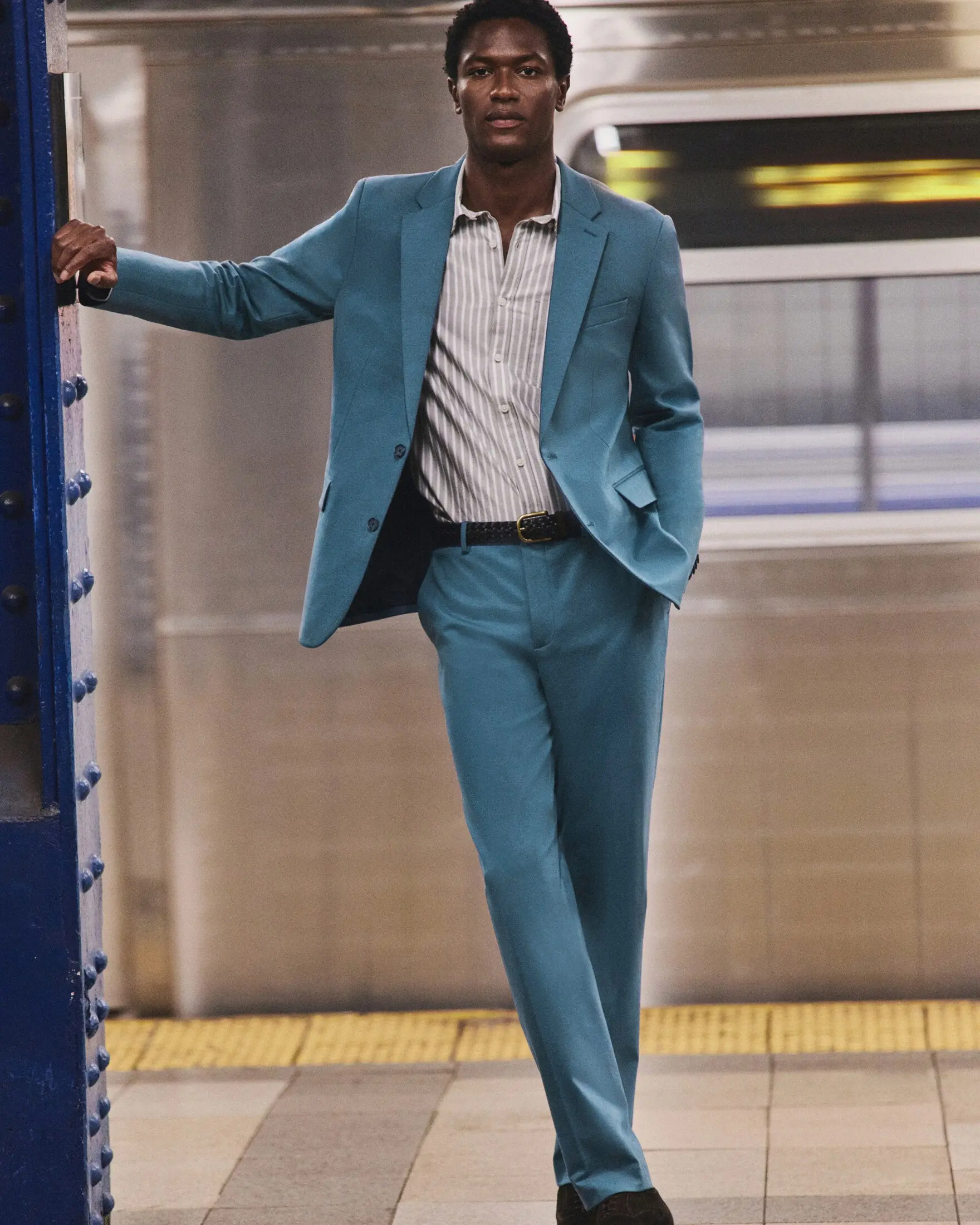 Express Slim Blue Comfort Stretch Tech Suit Pant