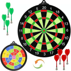 Dart Board Set with 8 Darts, Safe Indoor Outdoor Games for Family and Friends, Great for Backyard Game Night for Adults