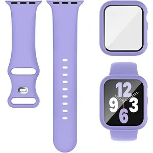 iWatch Silicone Soft Band with Tempered Glass Front Case Protector 42MM 46MM 2024 Wearable
