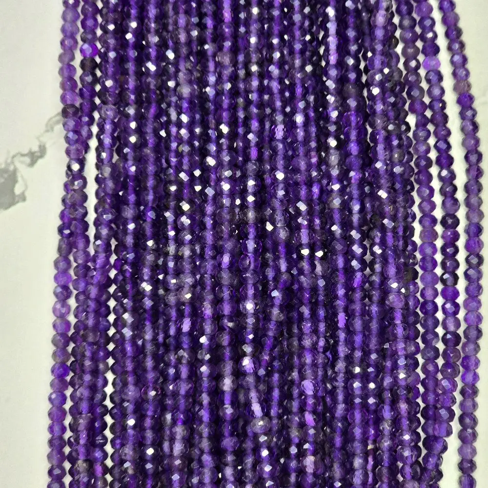 Natural Amethyst Faceted Micro Bead Strands, 2mm Purple Quartz for DIY Jewelry Making