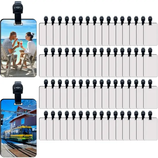 40 pcs Sublimation Luggage tag Blanks White Blank Travel Bag Tags with Strap Double Sided MDF Suitcase Label Tag with Slots Keychains Blanks Handmade DIY Crafting