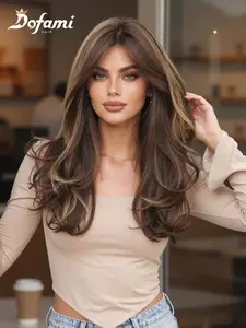 20 Inch Ombre Wig with Bangs, Synthetic Material High Temperature Fiber, Heat Resistant Hairpiece for Women, Party Holiday Daily Use, Synthetic Wigs