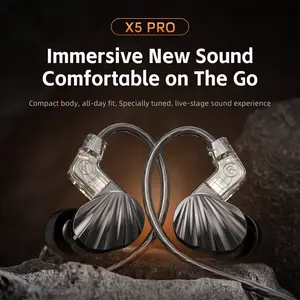 X5 Pro Shell Pattern Replaceable Cable In-Ear Headphones, Dual Neodymium Magnet Large Driver, Low Latency Gaming, HiFi Wired Earphones