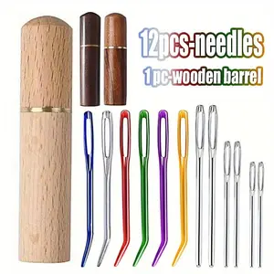 Large Eye Blunt Needle Set, 12pcs/set Stainless Steel Yarn Weave Needle with Storage Box, Sewing Tool Suitable for Hand Knitting & Wool Crafts