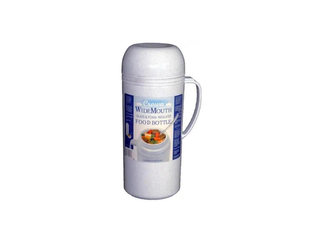 Brentwood 1.0L Wide Mouth Mouth Glass Vacuum/Foam Insulated Food Thermos