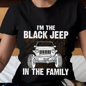 Black Jeep In The Family T-Shirt Jeep Lover Casual Cotton Classic Fit TikTok Shop Deals Summer Outfits Graphic Tees