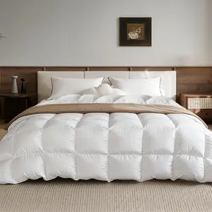 Goose Feather Down Fiber Comforters King Size, Extra Fluffy White Duvet Insert, Ultra-Soft, Breathable, Noiseless, All Season Hotel Luxury Collection Bedding Comforters 106"x90"