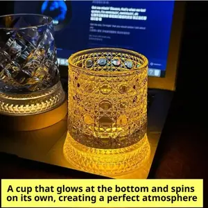 Self-Rotating Glowing Whiskey Glass, Atmosphere-Enhancing Beer Cup, Stress Relief Rotating Cup, Perfect for Parties and Relaxing Nights, Stylish Glass Cups