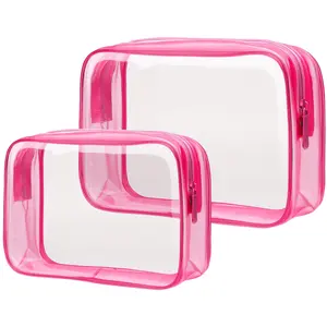 Clear Toiletry Bags TSA Approved- 2 Pack Quart Size Travel Bag  Clear Travel Bags for Toiletries, Clear Cosmetic Bags Carry on