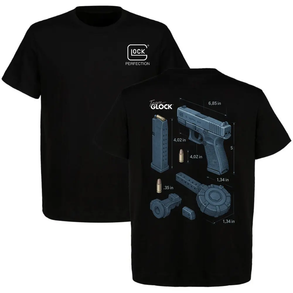 Team Glock: Know Your Glock- Gen 5 T-Shirt,Full Color T-Shirt,For Man,For Human,Perfect For Outdoor Enthusiasts,Gift For Him Menswear