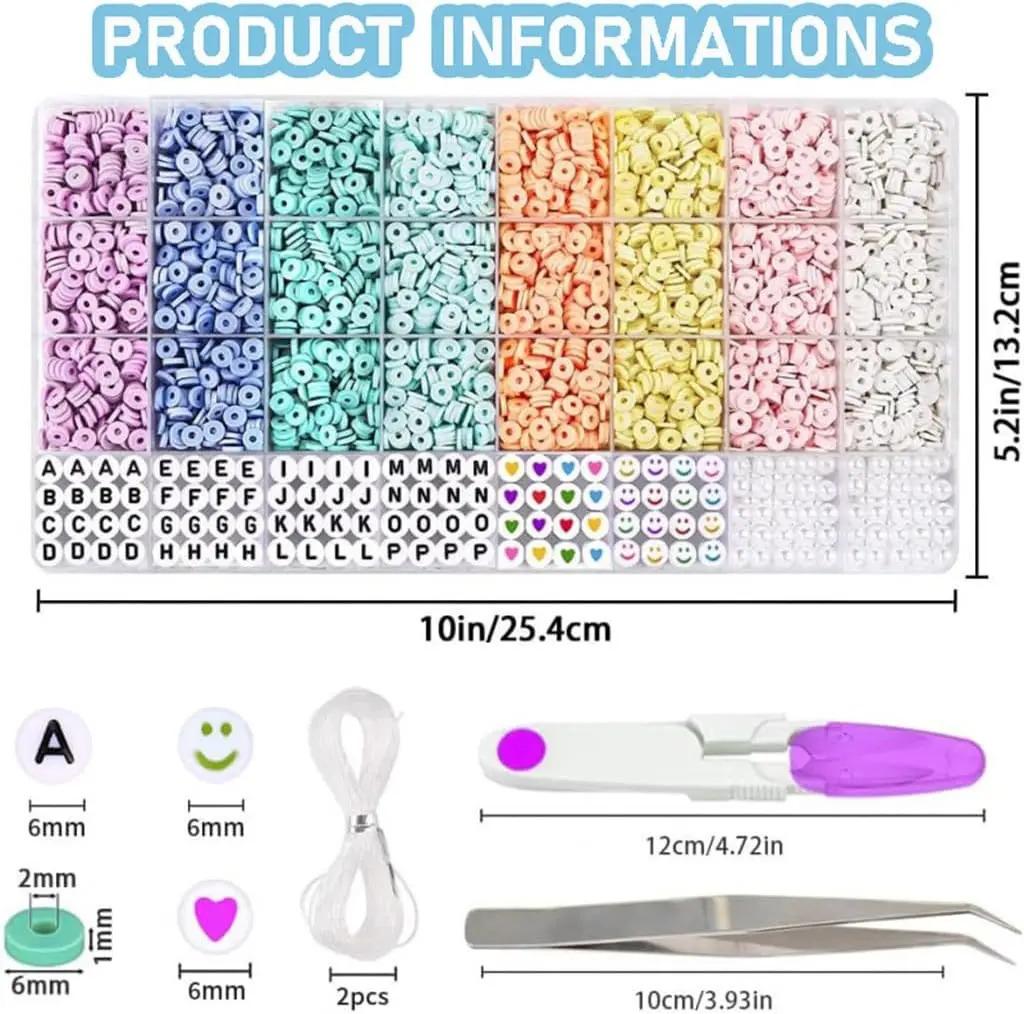 3860Pcs Macarons color Polymer Clay Beads Set Flat Chip Beads For Unique Bracelet Necklce Making Letter Beads Diy Accessorie