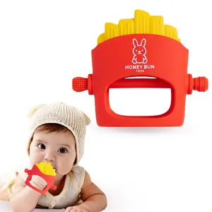 French Fries Baby Teething Toys - Teething Mitten, Baby Chew Toy, Teethers for Babies 3-6 Months and 6-12 Months, Newborn Essentials Must Haves, Parent-Designed by Honey Bun Toys