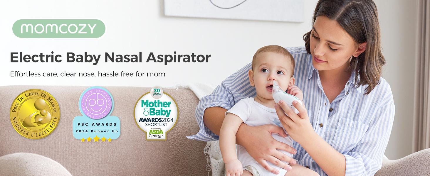 Momcozy Baby Nasal Aspirator, 3 Suction Levels Electric Nasal Aspirator for Baby, Portable Baby Nose Aspirator with Light Soothing and Music