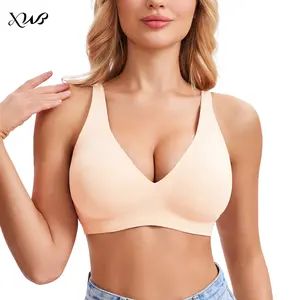 XWB Jelly Bra Girlfriend Comfortable Bra, Full Cup Design, Lift up Bra, High Comfort, No Steel Rim, Soft Pads, Leopard Pattern Bra, Seamless T-shirt, Deep V Daily Bra, Breathable and Elastic, Suitable for Daily Wearing