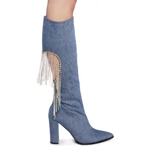 Jacqueline Heeled Boots - Denim