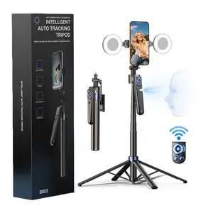 NEW 360-Rotatable Selfie Stick Tripod,Rechargeable Smart Face Tracking Tripod With 2 Fill Light, Auto Face Tracking Phone Holder for Vlog, Live Streaming,Smartphone Camera Accessories New Selfie Stick  face tracking  tripod