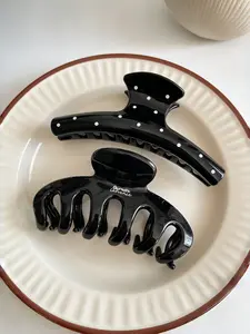 2pcs,Women's Polka Dot Hair Clip Set, Large Size Casual Style Accessory, Perfect for All Seasons, High-End Lazy Look