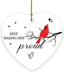 Memorial Gifts for Women,in Memory of Loved One Gifts,Bereavement,Condolences,Remembrance,Grief Gifts,Keep Making Her Proud Ornament,Sympathy Gifts for Loss of Loved One,Mom, Grandma,Ceramic Ornament