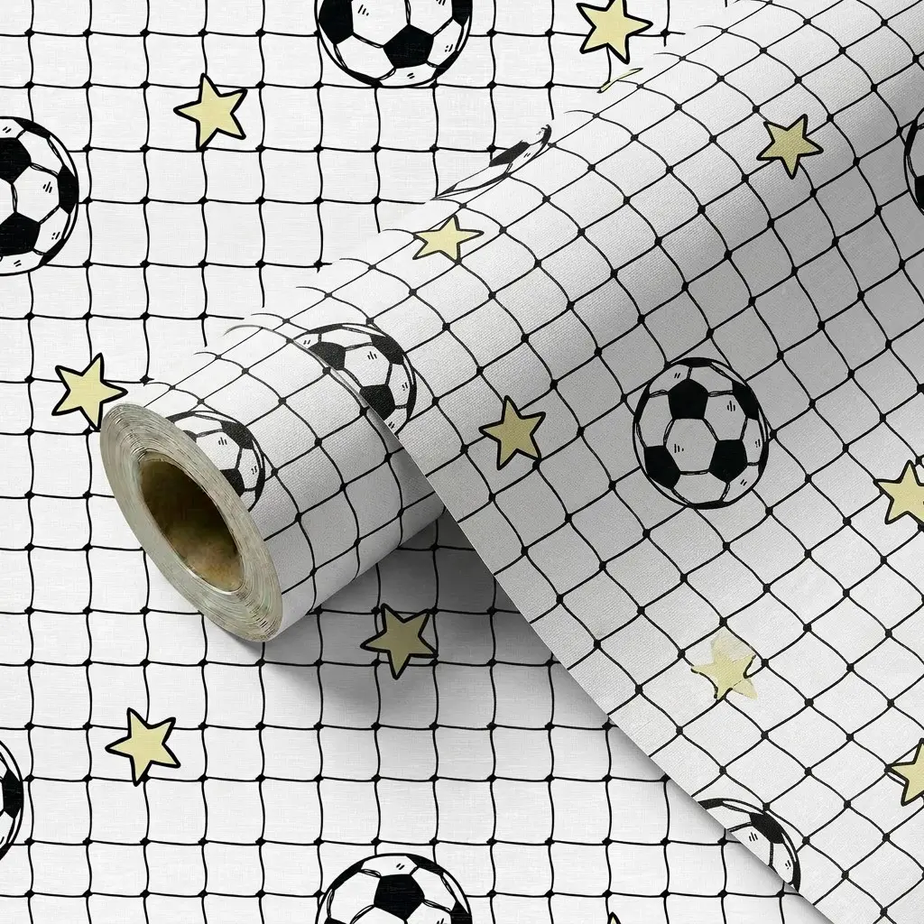 DIY Cuttable Soccer Self Adhesive Wallpaper 1 Roll, 44.5CM / 17.5 Inch Width Easy to Clean Peel and Stick Wall Mural DIY Wallpapers for Wall Furniture Refurbishment Home Decor Kids Bedroom Playroom Peel And Stick Wallpaper Designs