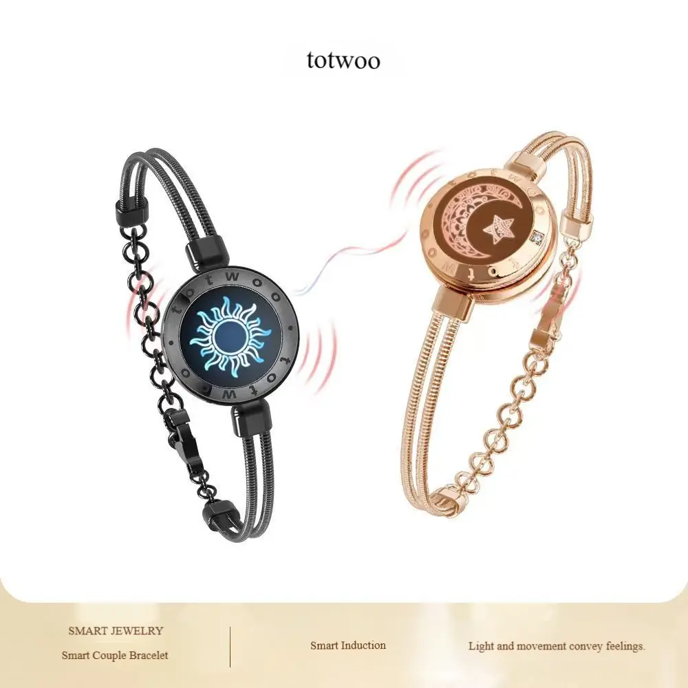 totwoo Couple Bracelet Snake Bone Series - Interactive flashing and vibration-sensing bracelet, designed specifically for long-distance relationships - Original niche Valentine's Day gift for your girlfriend.