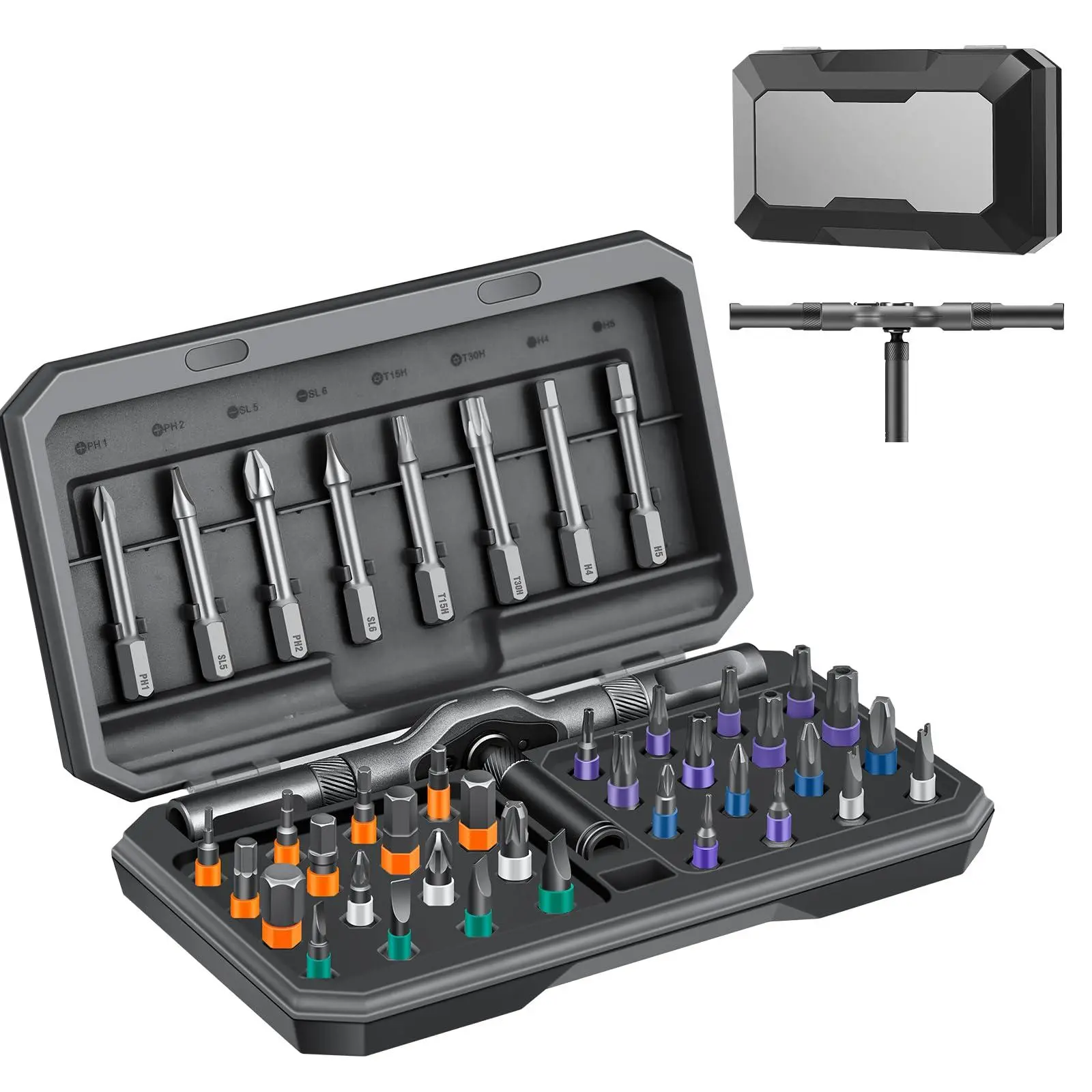 42-In-1 Magnetic Screwdriver Set with Detachable Ratchet Handle, Multi-Purpose DlY Repair Tool Kit for Computer, Phone, Watch,Glasses,Specialty Hand Tools ,stock up on specials,Thanksgiving, Compact Screwdriver Kit  tool box