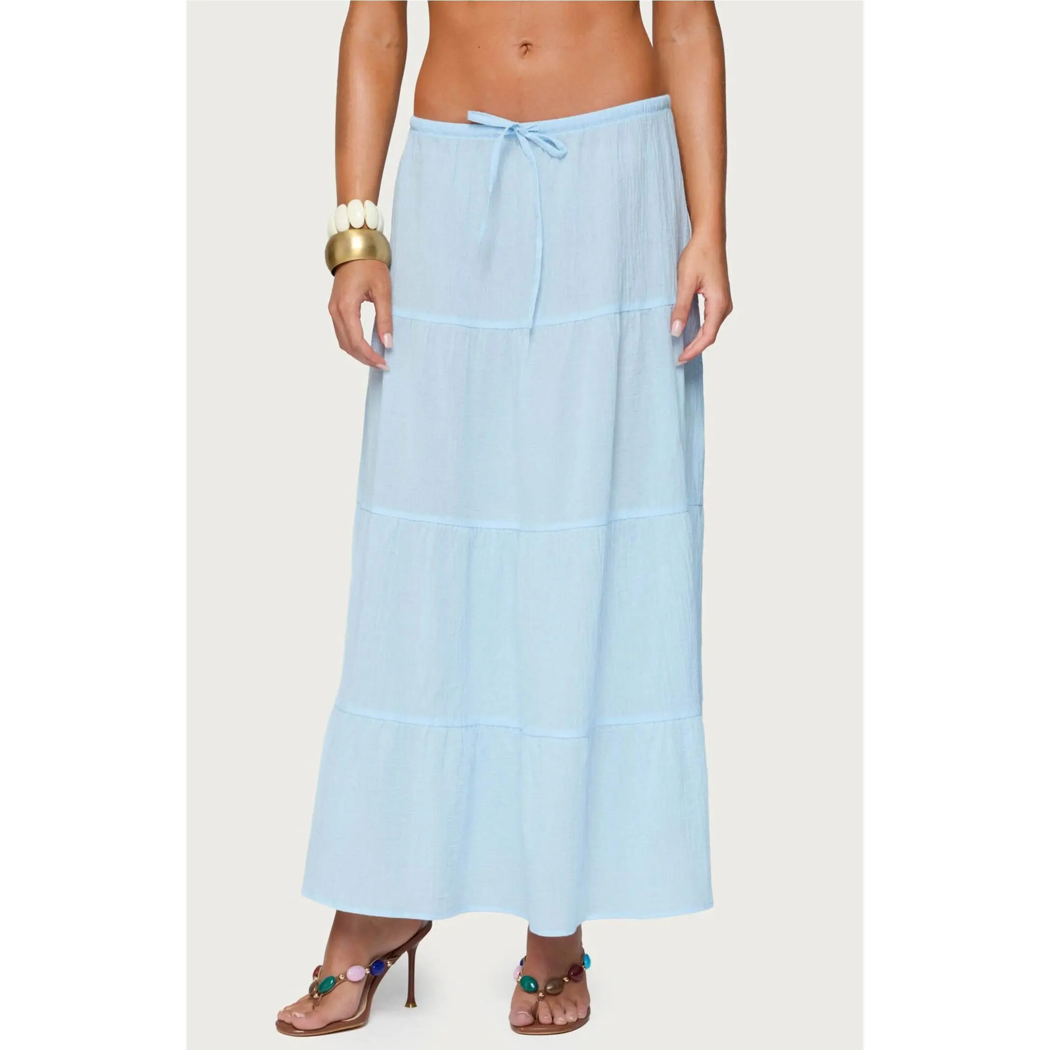 Edikted Women's Kaila Cotton Tiered Maxi Skirt - Multicolor