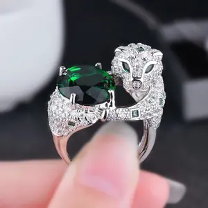 Luxurious Adjustable White Plated Leopard Ring with Zirconia Stones for Any Occasion