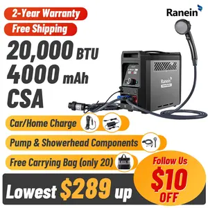 Ranein Portable Water Heater for Camping, Propane On-Demand Camp Water Heater with 4000mAh 1.5h Rechargeable Built-in Battery, Compact Outdoor Instant Hot Shower Heater