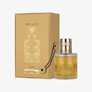 Lattafa Fire On Ice Eau De Parfum 110ml Regular Edition - Black Raspberry Rose Petals Oakwood Scent with Cinnamon Cognac Frozen Rose Petals Caramel Moss Oakwood Myrrh Cedarwood Ambroxan
