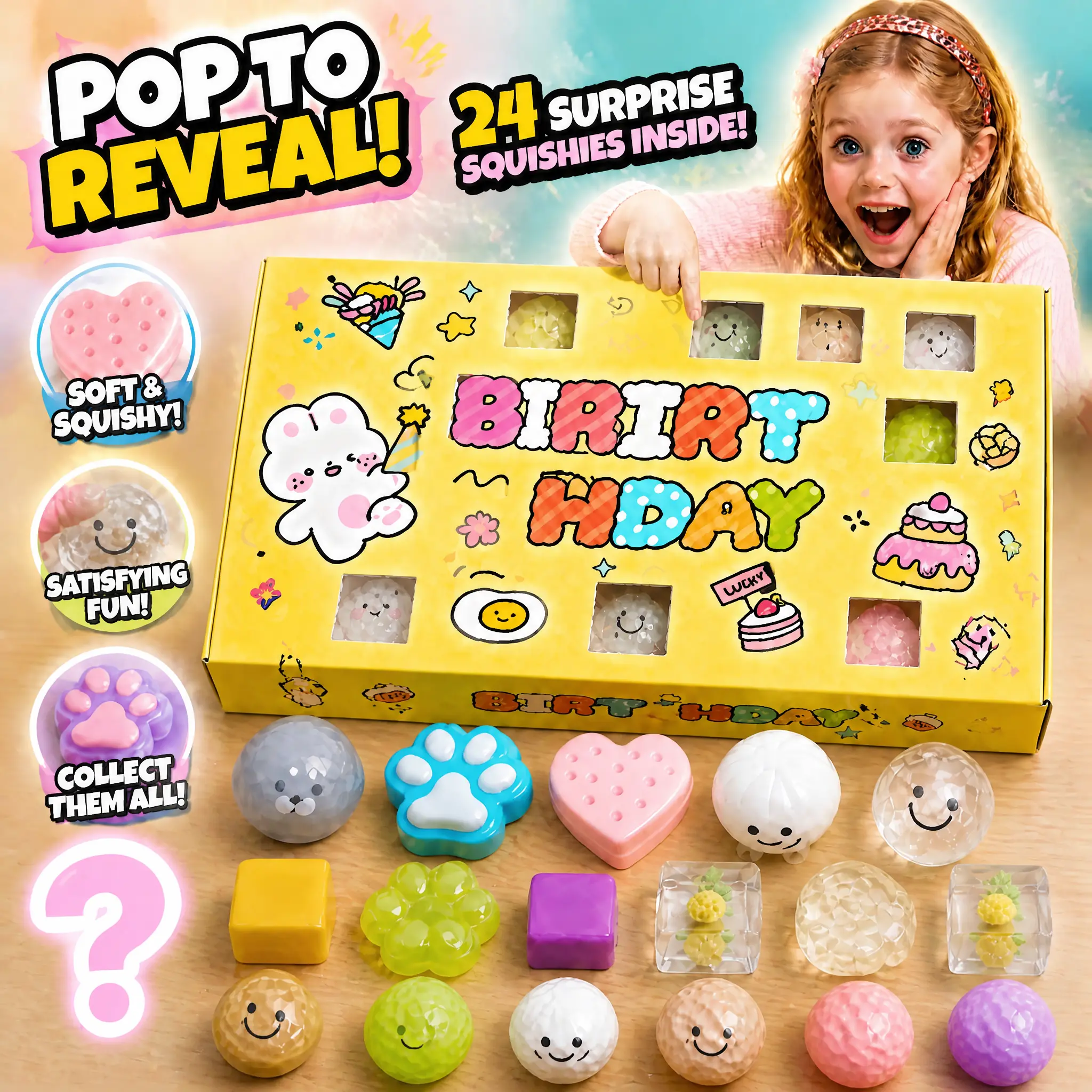 24-grid “Poke & Count” countdown squeeze toy gift set—perfect for birthdays and holidays