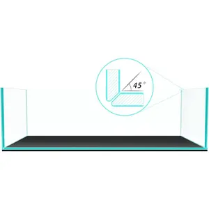 9Gal Sharrow Rimless Low Iron Fish  Nova Clear Ultra-White 45? Mitered Edges Translucent Glass Anata Series Aquarium w/Black  Leveling Mat