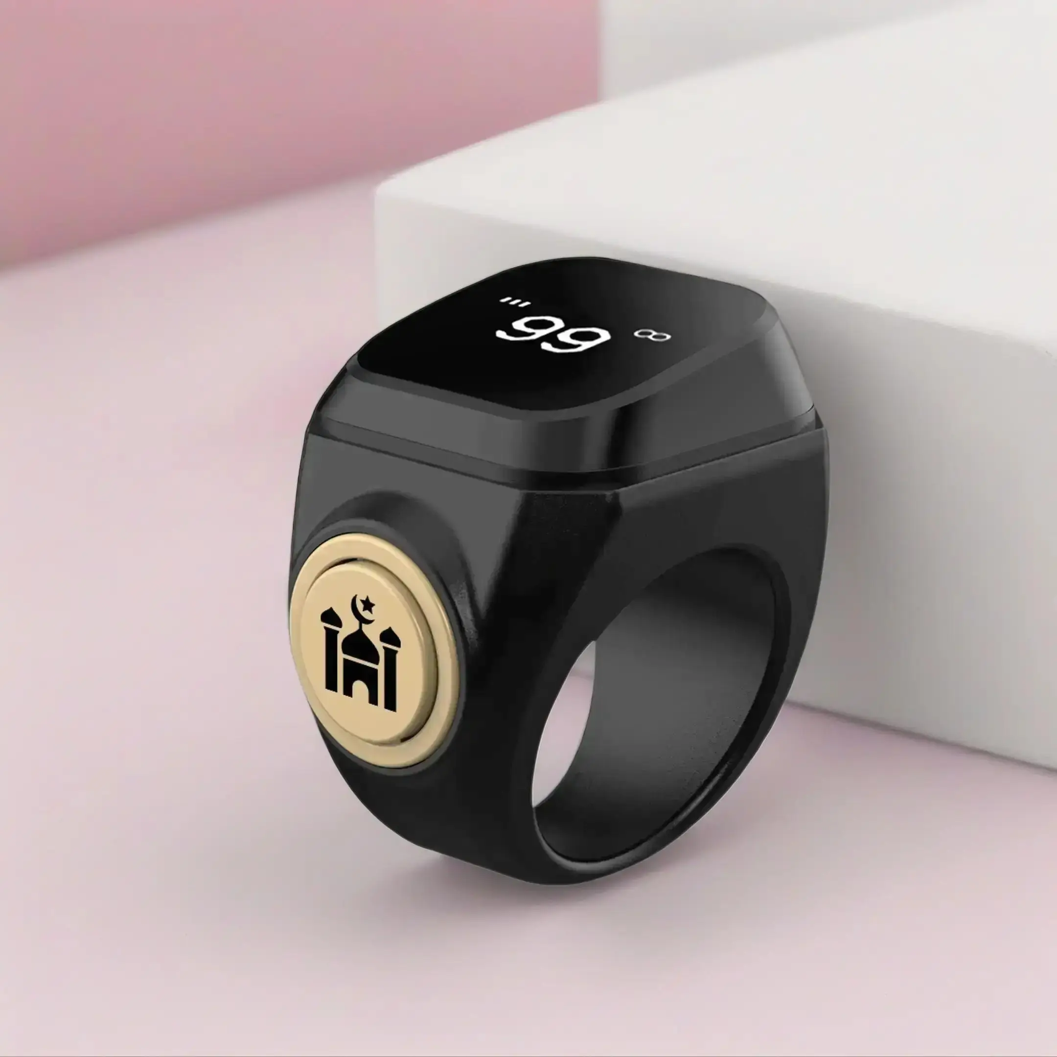 Smart Prayer Bead Counter Ring, Tasbeeh Counter, Simple Modern Islamic Style, 33/99 Vibration Alerts, APP Sync, Daily Dhikr Prayer Use for Muslim, Muslim Essentials