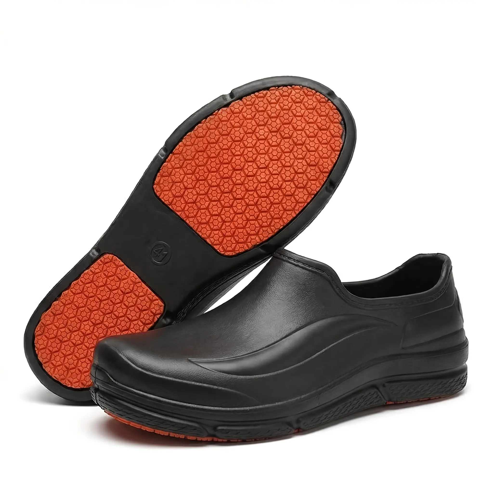 Unisex Low-Top Slip-On Safety Footwear - Non-Slip, Wear-Resistant, Water-Resistant Rubber Work Shoes for Food Service, Easy-to-Clean, Durable Standing All-Day Shoes, Water Resistant Footwear