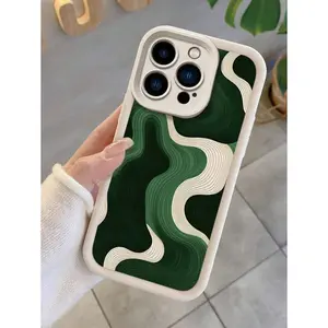 Thick Beige Anti-Drop Smartphone Cover with Dark Green Accent, Local Protector Accessory for iPhone 17,16,15,14,13,12,11 Pro Max Devices