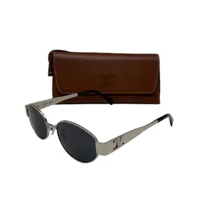 Pre-owned Celine Triomphe Metal 01 Sunglasses in Metal SILVER / SMOKE CEG04