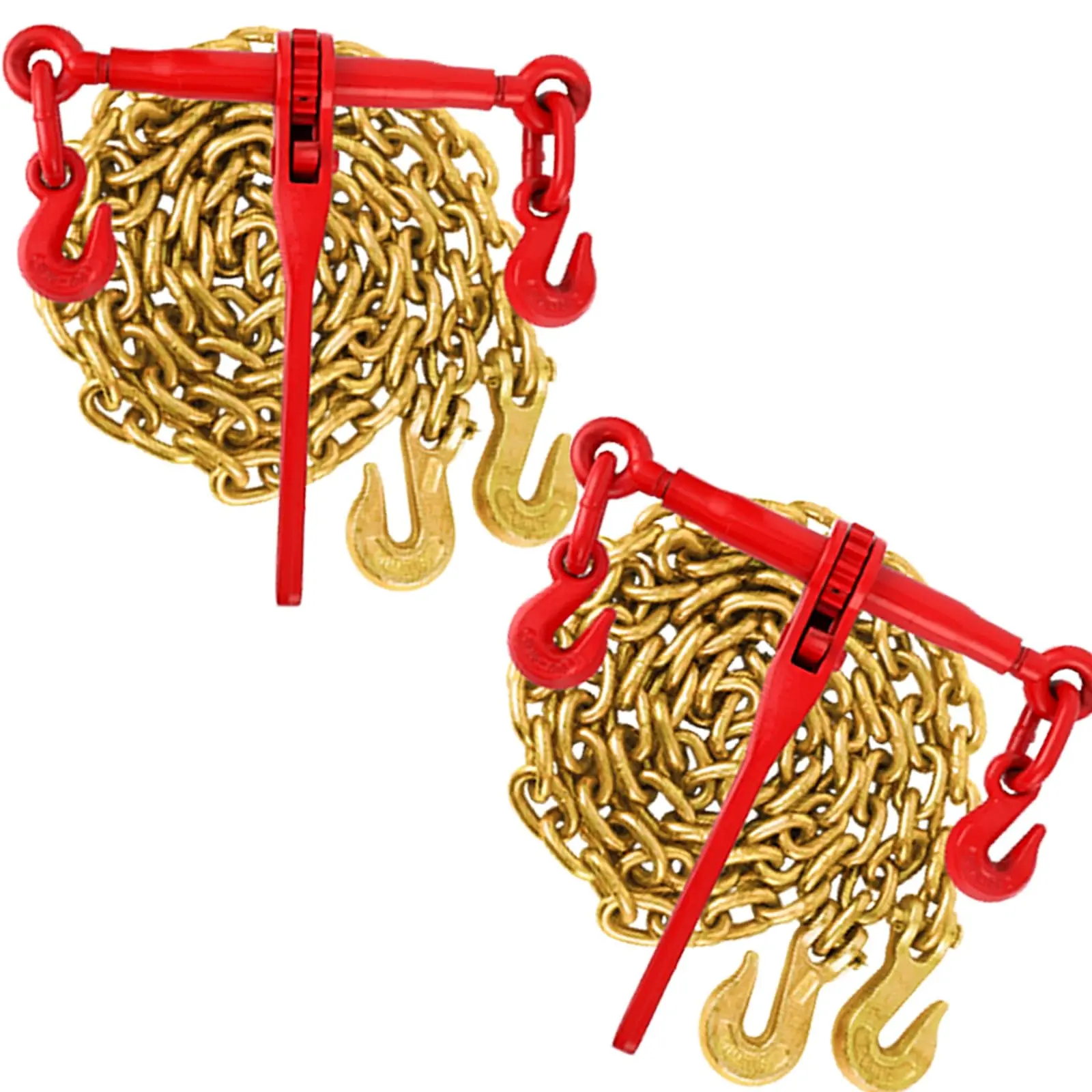 【GARVEE】Chain Binder Kit 2 Packs, 5/16"-3/8" Ratchet Load Binders 9200 Lbs Working Load Limit, G70 5/16"×10ft Heavy Duty Ratchet Binders and Chains with Grab Hooks for Truck, Tie Down, Hauling, Towing
