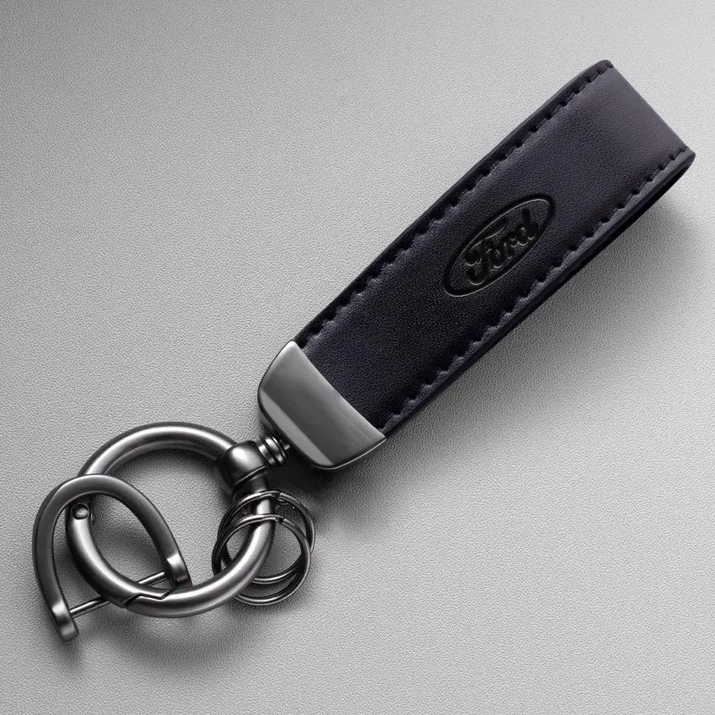 Vintage Leather Anti-Loss Durability Car Keychain, Heavy Duty Key Ring, Car Key Holder, Badge Gifts Keyring Pendant, for Ford Ranger S-Max Focus Galaxy Mondeo Transit Tourneo