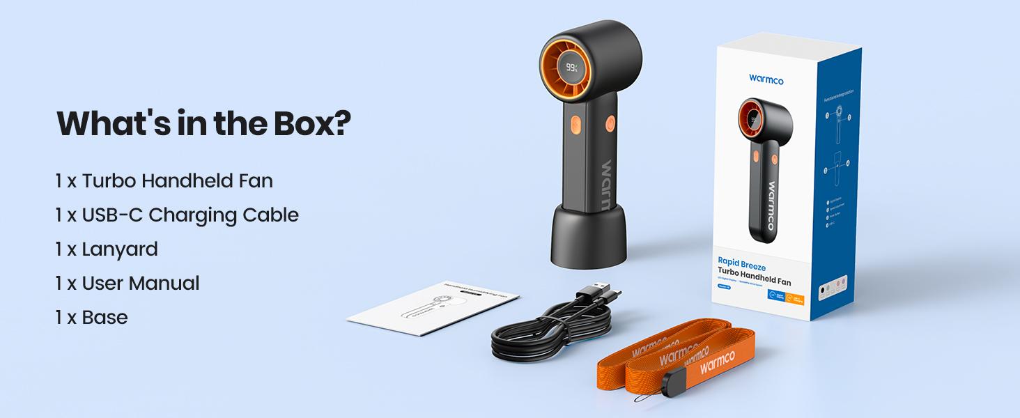 Warmco 15000RPM Turbo Fan, 5000mAh Portable Handheld Fan Rechargeable, High Speed Mini Personal Fan with 5 Speeds and LED Display. USB-C Battery Powered Desk Fan for Office, Travel, Outdoor Camping and Makeup Warmco 15000RPM Turbo Fan, 5000mAh Portable Handheld Fan Rechargeable, High Speed Mini Personal Fan with 5 Speeds and LED Display. USB-C Battery Powered Desk Fan for Office, Travel, Outdoor Camping and Makeup