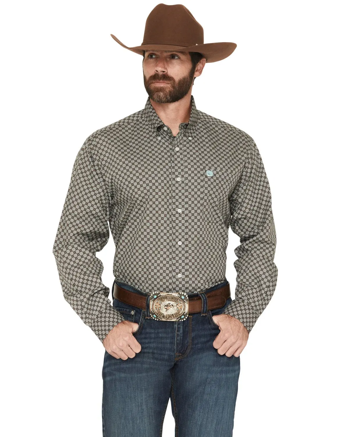 Cinch Men's Men'S Geo Print Long Sleeve Button-Down Western Shirt - Mtw1106064