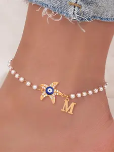1Pcs  Initial Star Fish Women Anklet Fashion Simple Bead Chain Anklet For Women