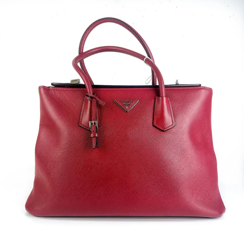 Pre-owned PRADA Galleria Large Handbag in Red Saffiano Leather【963】