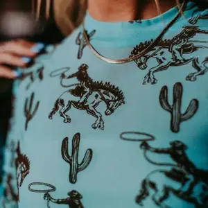 3D mesh rodeo night  western top