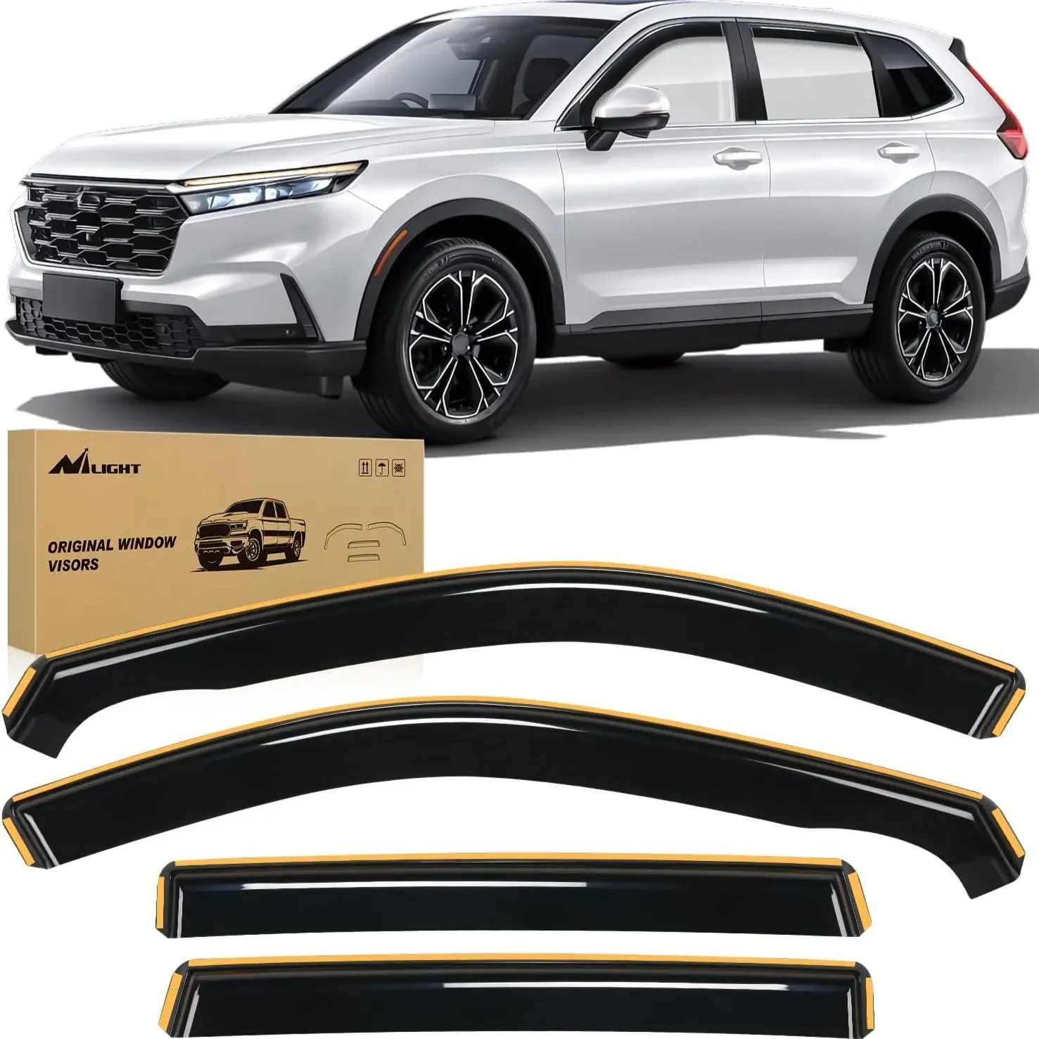 Nilight 4-Pcs Acrylic Rain Guards for 2023-2024 Honda CRV, Waterproof Auto Parts Accessories, Car Accessory, Exterior Decal, Vehicle Protector That Improves Ventilation, Reduces Mirror and Window Fogging