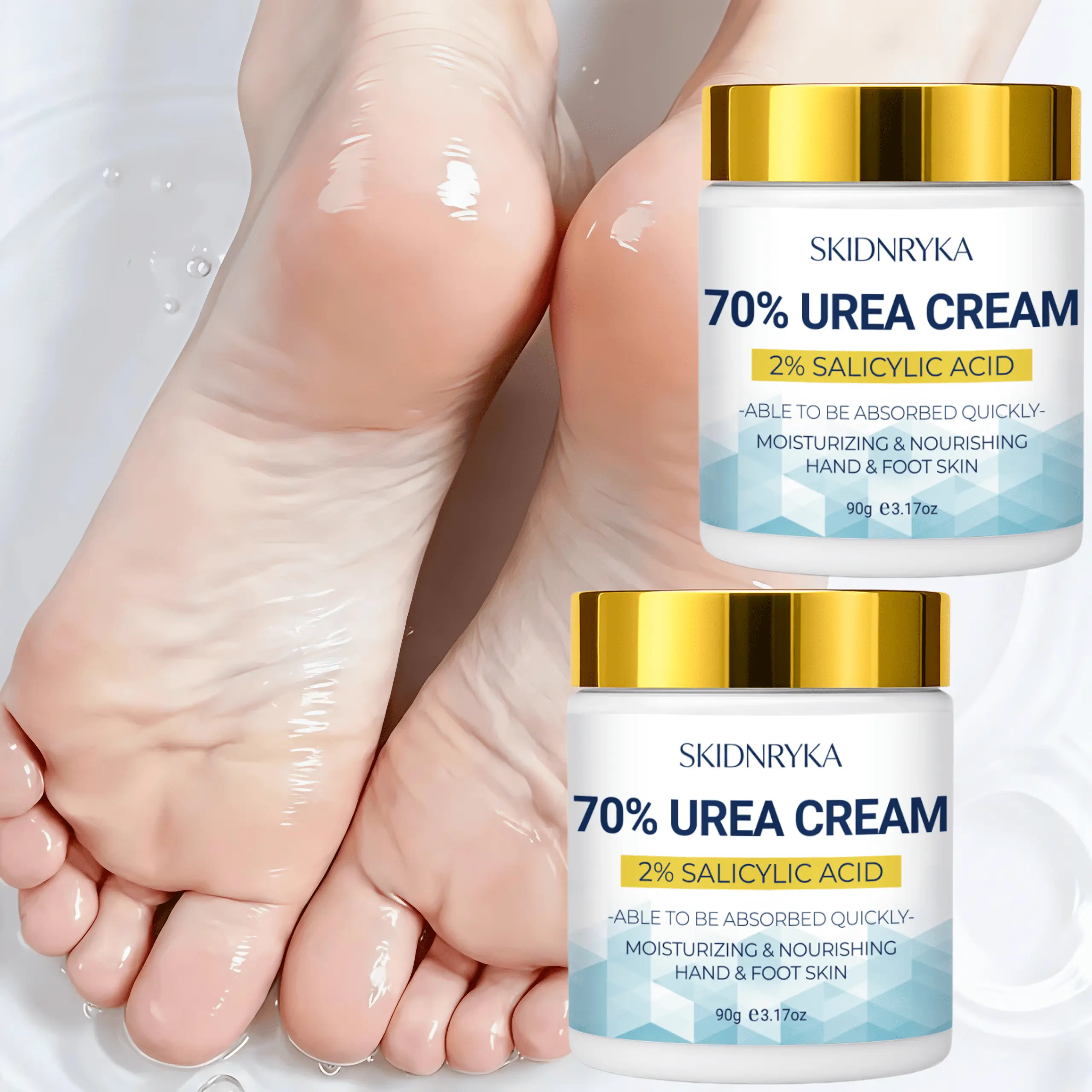 SKIDNRYKA 70% Urea Daily Moisturizer with Vitamin E, Hyaluronic Acid, 2% Salicylic Acid - Non-Greasy Hand & Foot Lotion for Dry Skin, Long-Lasting Hydration, Urea + Vitamins Infused, Valentine’s Day Gift