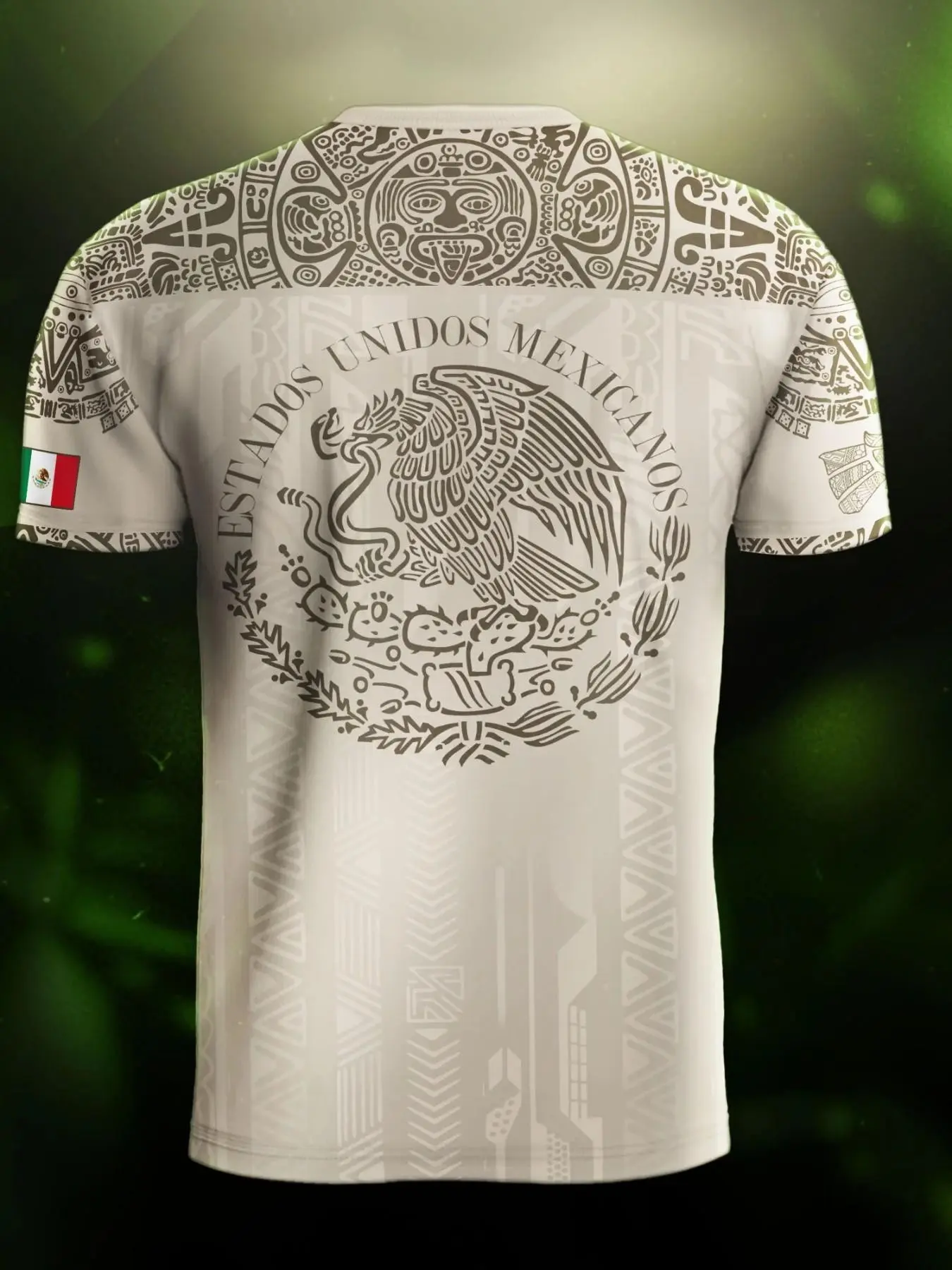 Mexico Aztec Eagle Heritage Soccer Jersey, All over Print, Fitted Casual Style for All Seasons, Unique Animal and Tribal Design, Sports Top, Stylish Jersey, Sports Apparel, Soccer Shirt, Sportswear Clothing