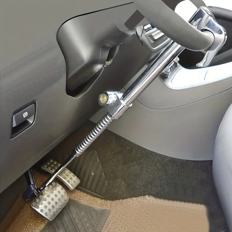 Steering Wheel Anti-Theft Lock (Car Security Device) — Dual-Locking Mechanism (Steering Wheel & Brake Pedal), Retractable Dual-Hook Design. A Premium Car Security Product. Please Verify the Length Before Purchasing. Vehicle Automotive