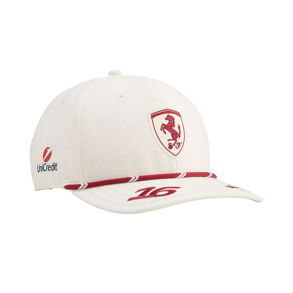 PUMA Mens Scuderia Ferrari Replica Homerace Leclerc Adjustable Cap Casual - White