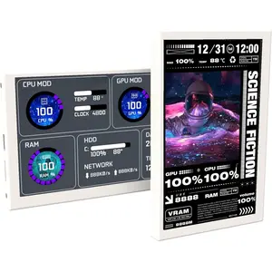 5" Computer Temp , Dynamic Theme Supported, ARGB PC Case Sensor Panel, IPS Type-C USB Mini Secondary Screen, CPU RAM HDD Data  (White)