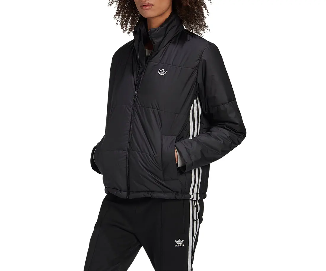 Adidas Women's Padded Plain Short Puffer Jacket, Female Sportswear Athletic Jacket for Modest Outerwear, Sportswear Jacket, Track